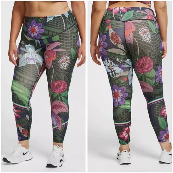 Nike Women's ONE Icon Clash Floral Training Running Tights Pants-1x - Picture 1 of 7